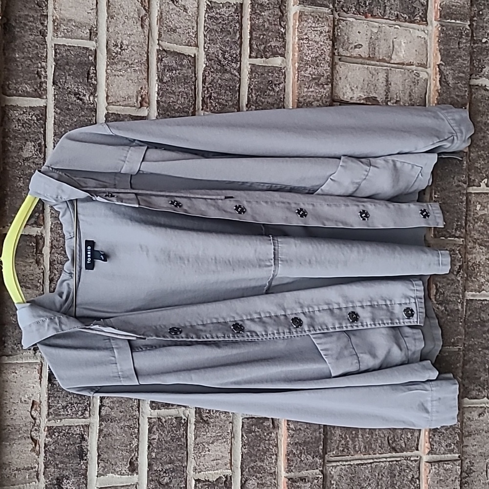 Torrid Plus Size 3x 2x 1x Gray Hooded Utility Jacket - Picture 6 of 13